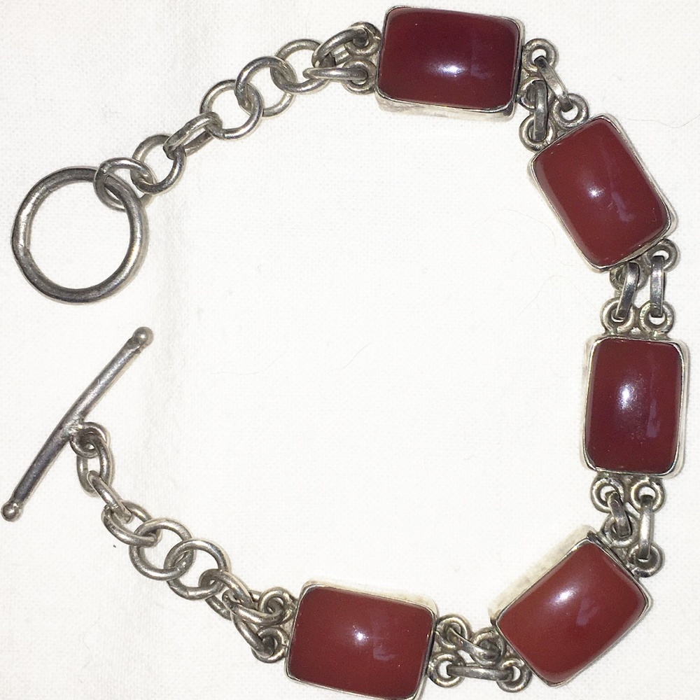 Original owner. Vintage Sterling Silver and Carnelian Bracelet